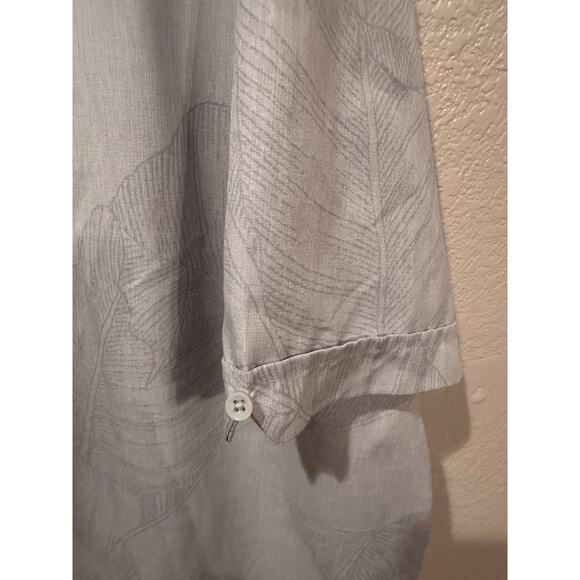 Cafe Luna Light Blue Grey Banana Leaf Hawaiian Playera Shirt Sz 2X - Picture 3 of 5